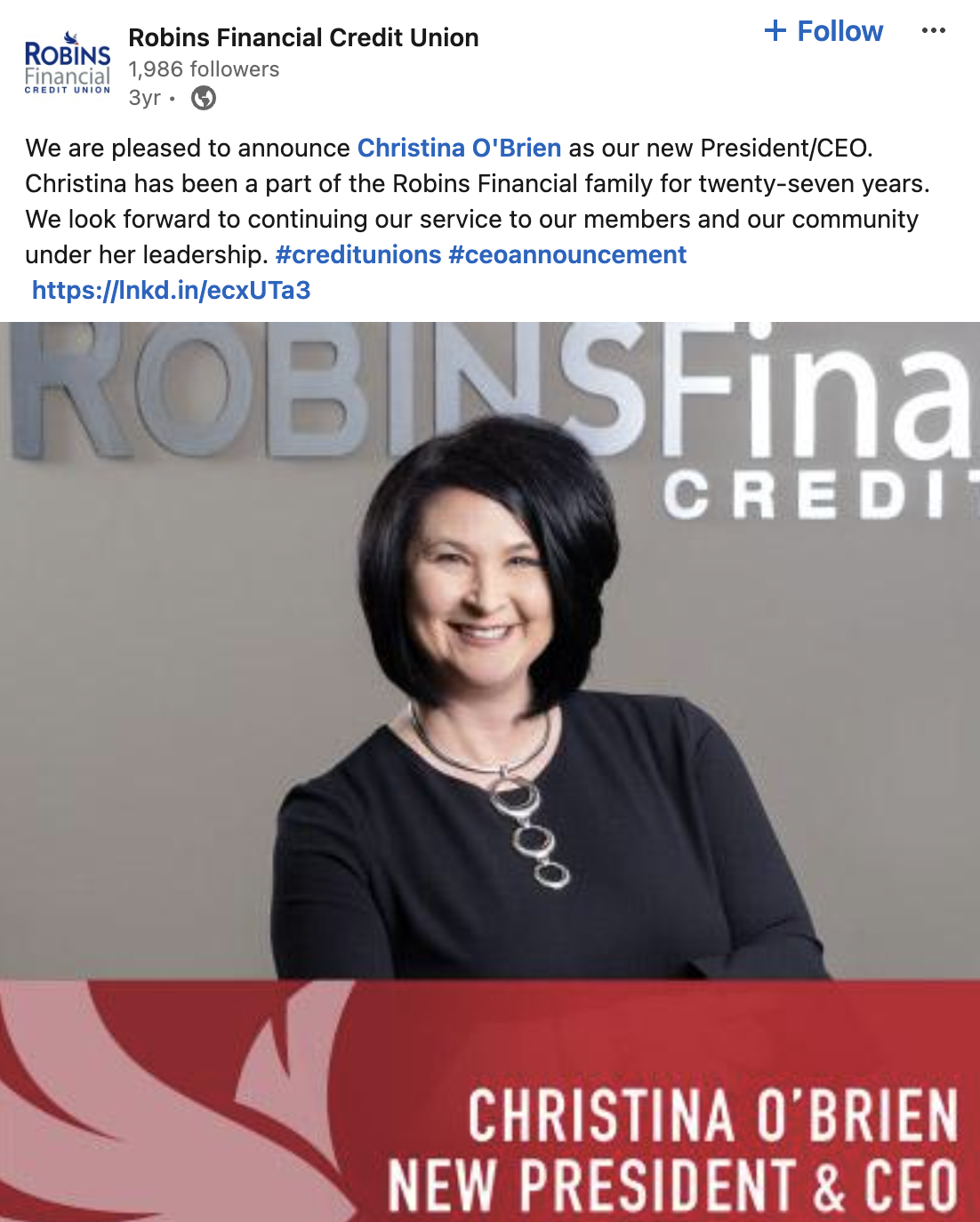 Robins Federal Credit Union Mid Business Banking