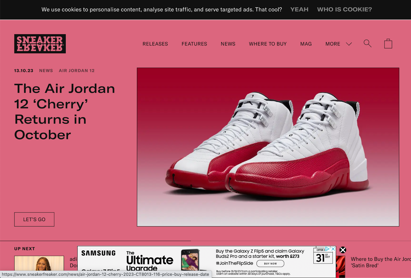 Niche website design example: Sneaker Freaker