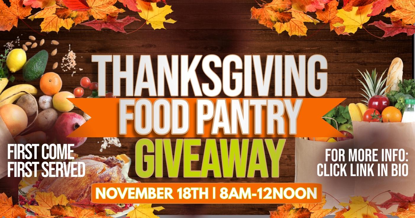 A thanksgiving food pantry giveaway

Description automatically generated