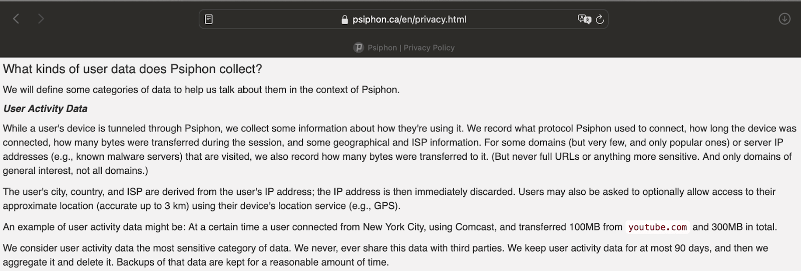 User activity data is collected