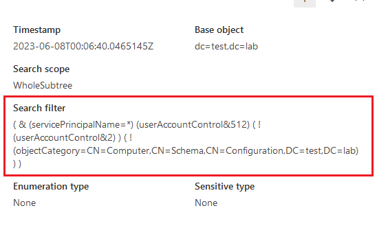 LDAP query used to identify Kerberostable by white oak security