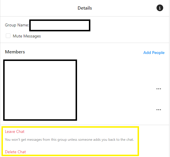 delete group chats on Instagram
