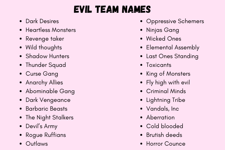 Evil Team Names