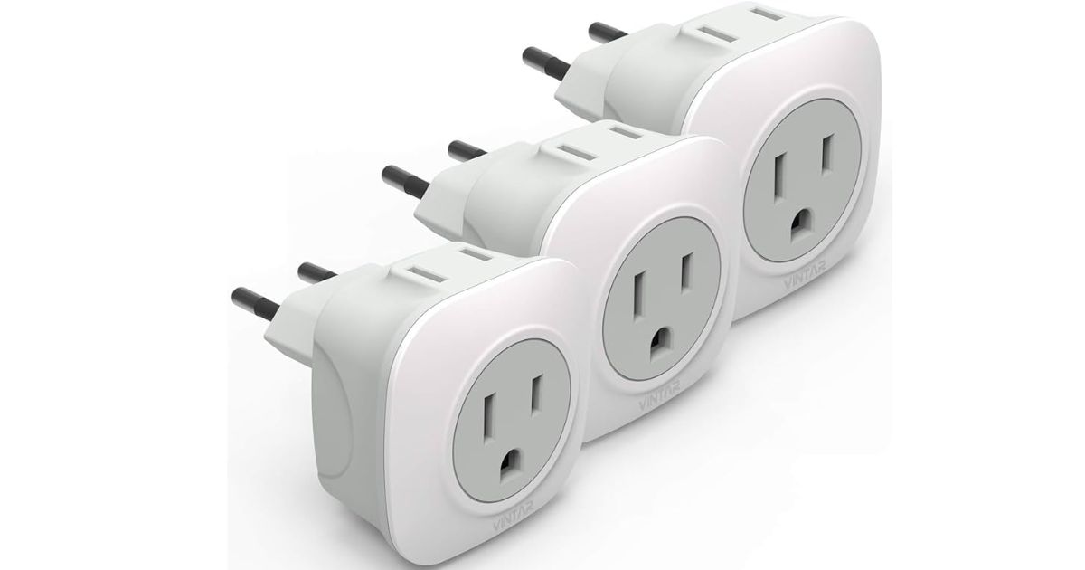 European Travel Plug Adapter by VINTAR (3-Pack)