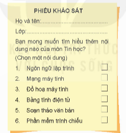 Cho phiếu khảo sát sau, Theo em có cần nhập từng số thứ tự của danh sách này không?