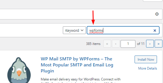 Search Wpforms Plugin