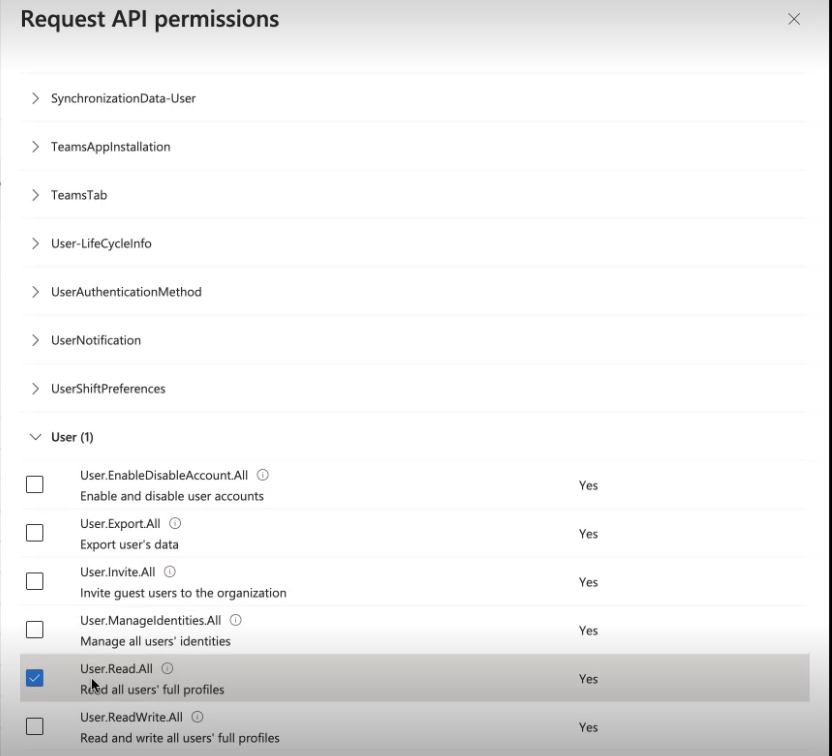 Request API Permissions