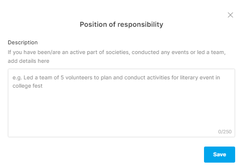Include Position of Responsibilities