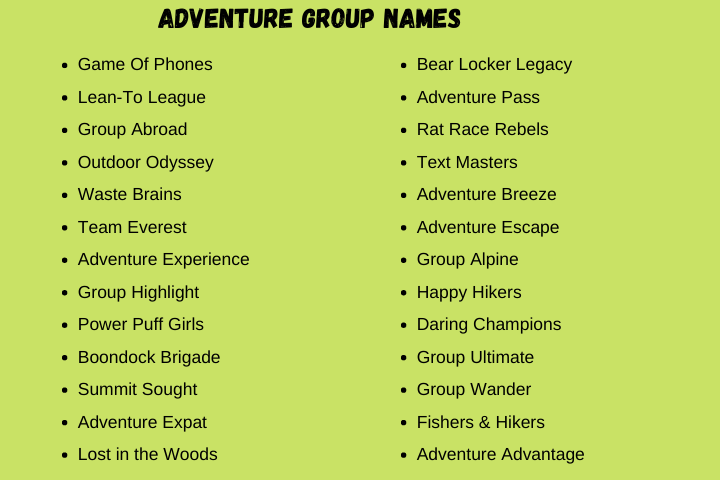 Adventure Group Names