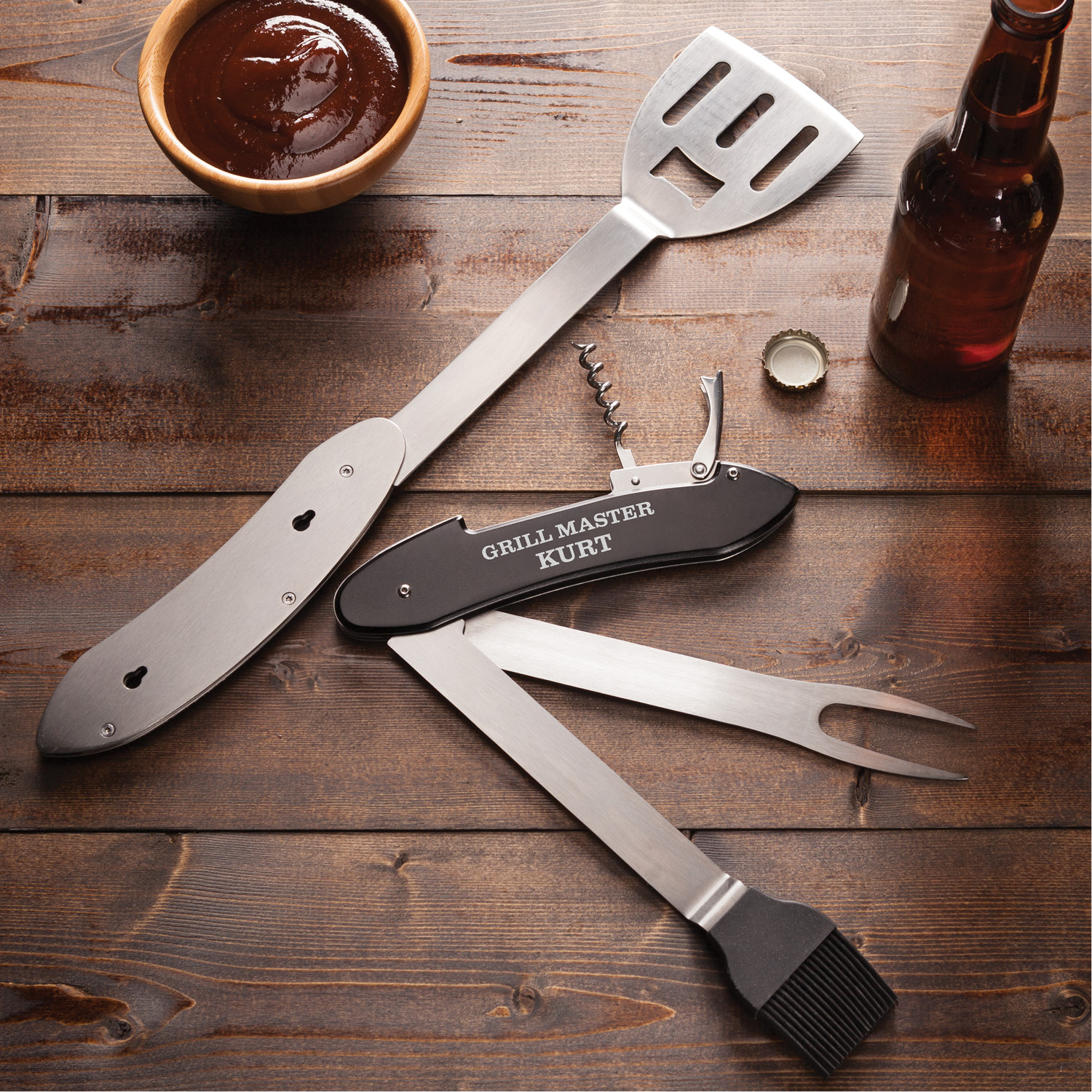 personalized folding bbq tool set for retirees