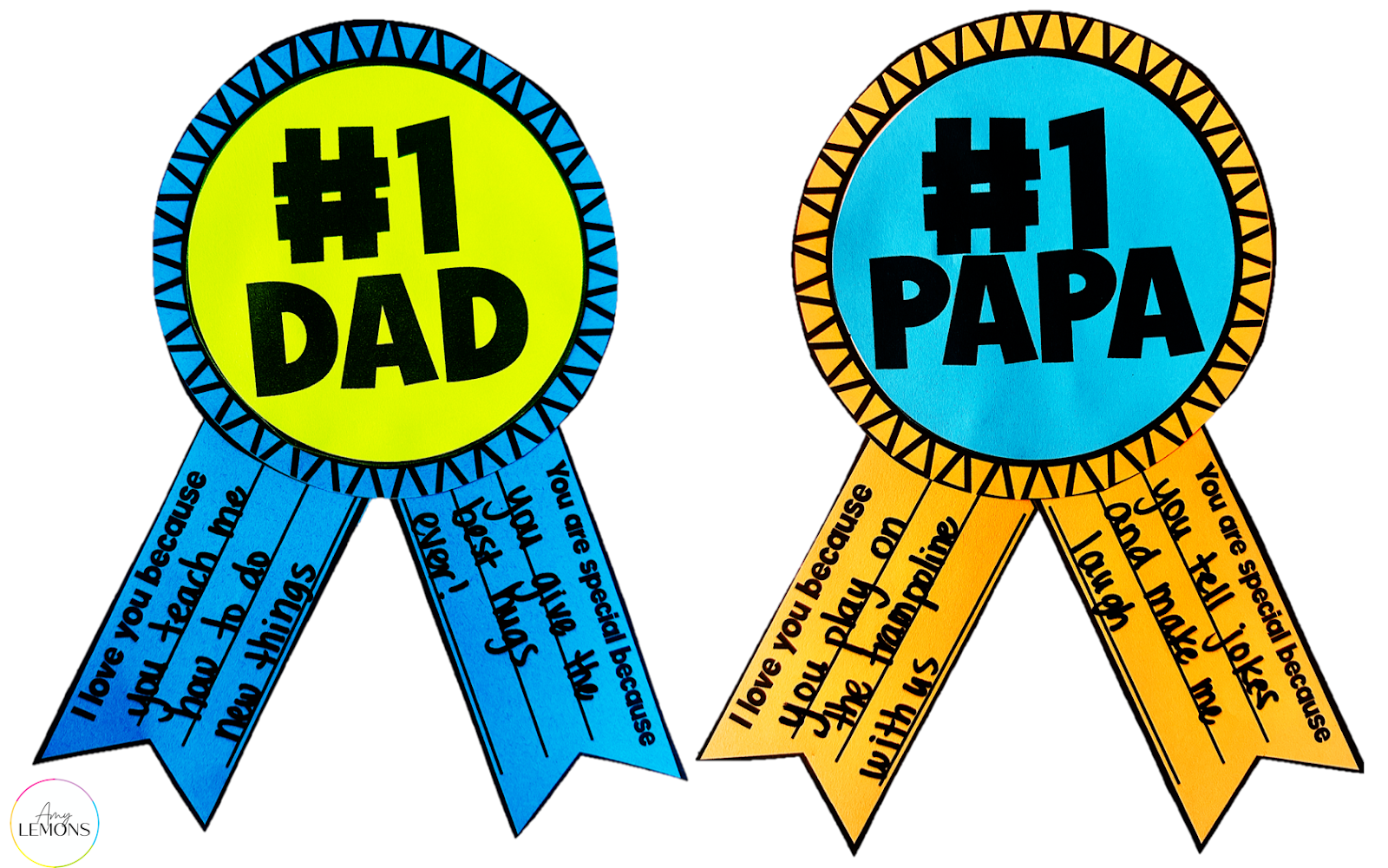 Father's Day student gift with a #1 dad ribbon writing activity.