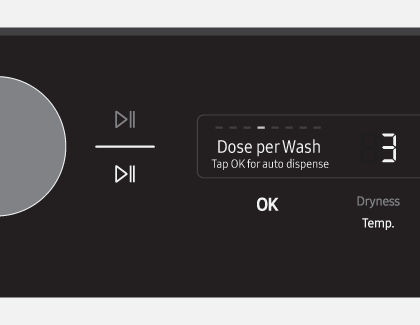 The control panel of a Samsung washing machine