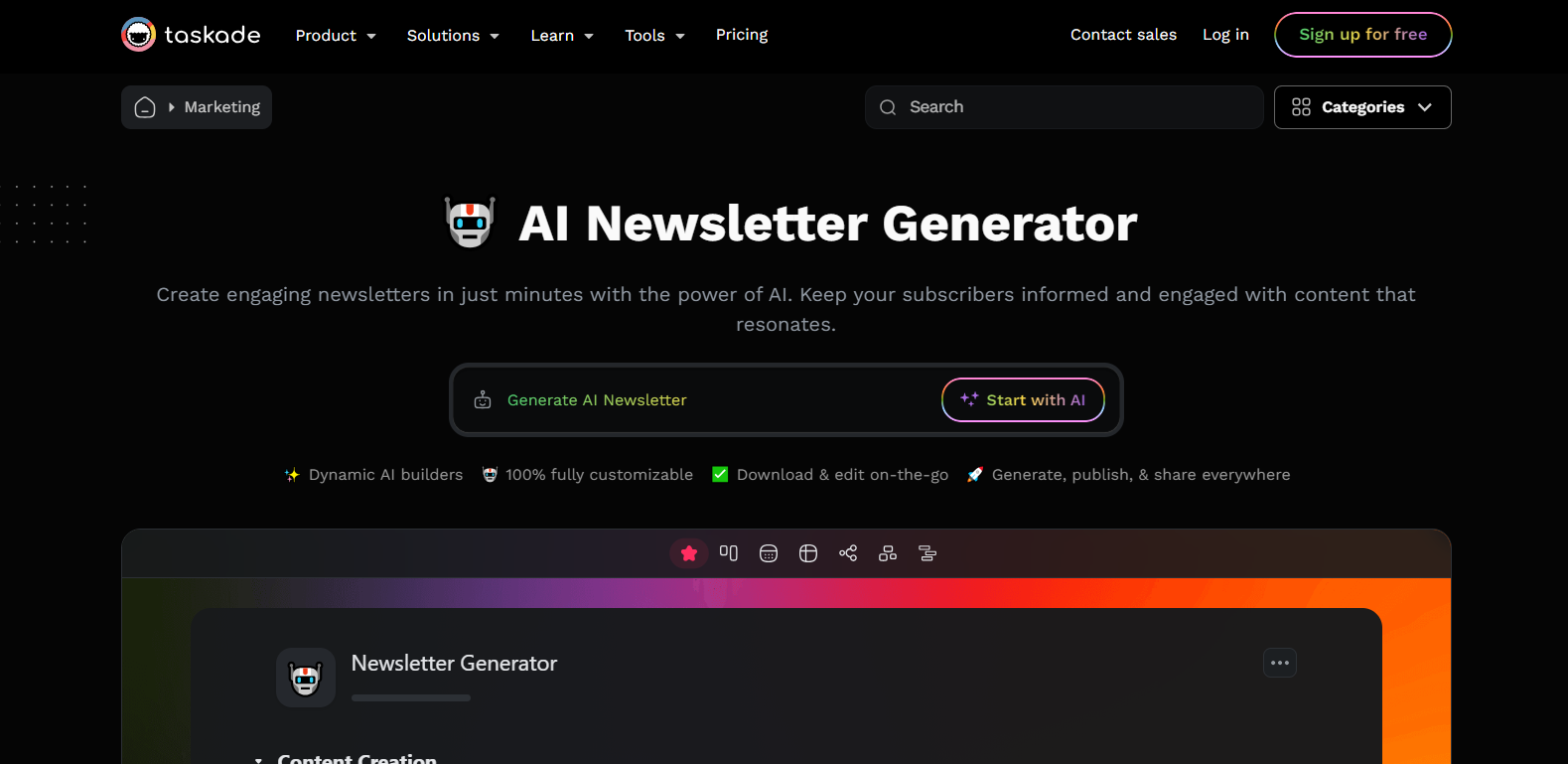 Taskade AI Newsletter Generator