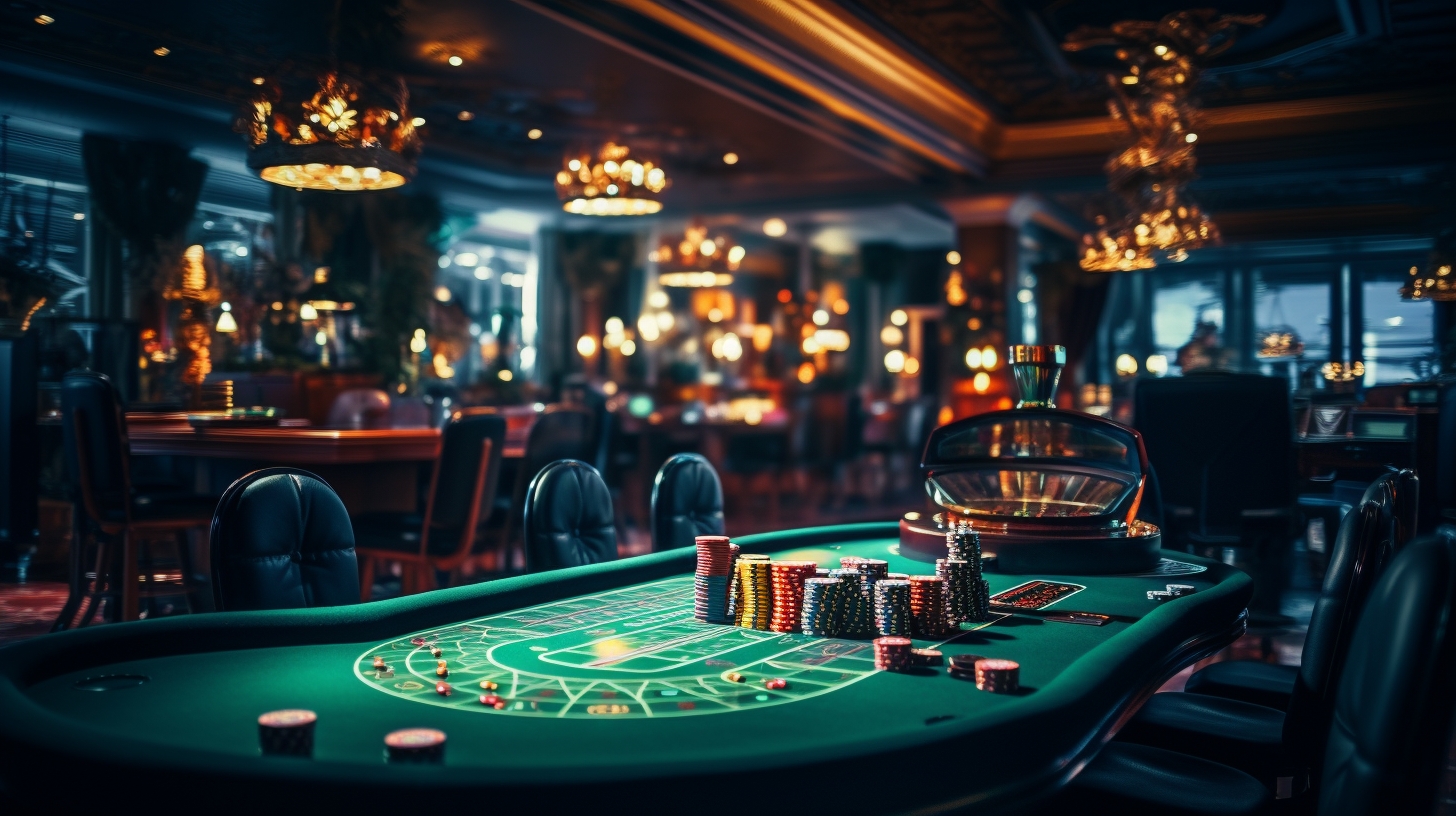 Casino checkers on a Casino table.