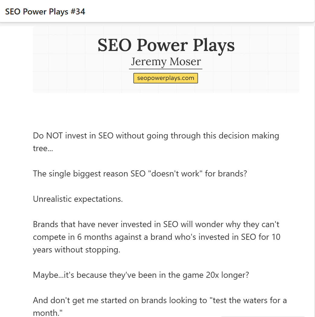 SEO Power Plays by Jeremy Moser (Email Edition)