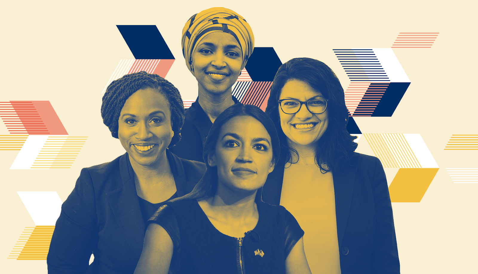 Picture of the original Squad: Alexandria Ocasio-Cortez, Rashida Tlaib, Ayanna Pressley, and Ilhan Omar