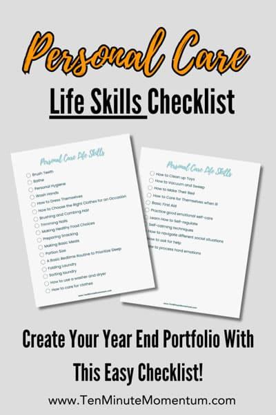 Personal Care Life Skills Checklist