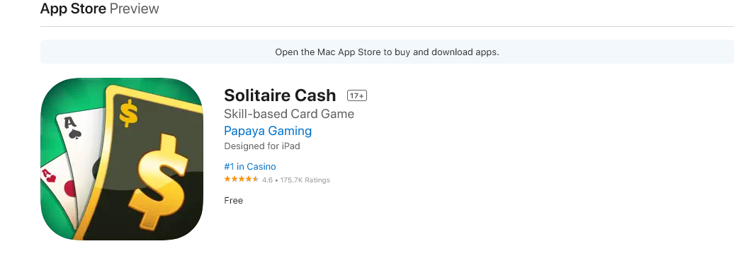 Solitaire Cash is available free on Apple App Store for iPad and iPhone.