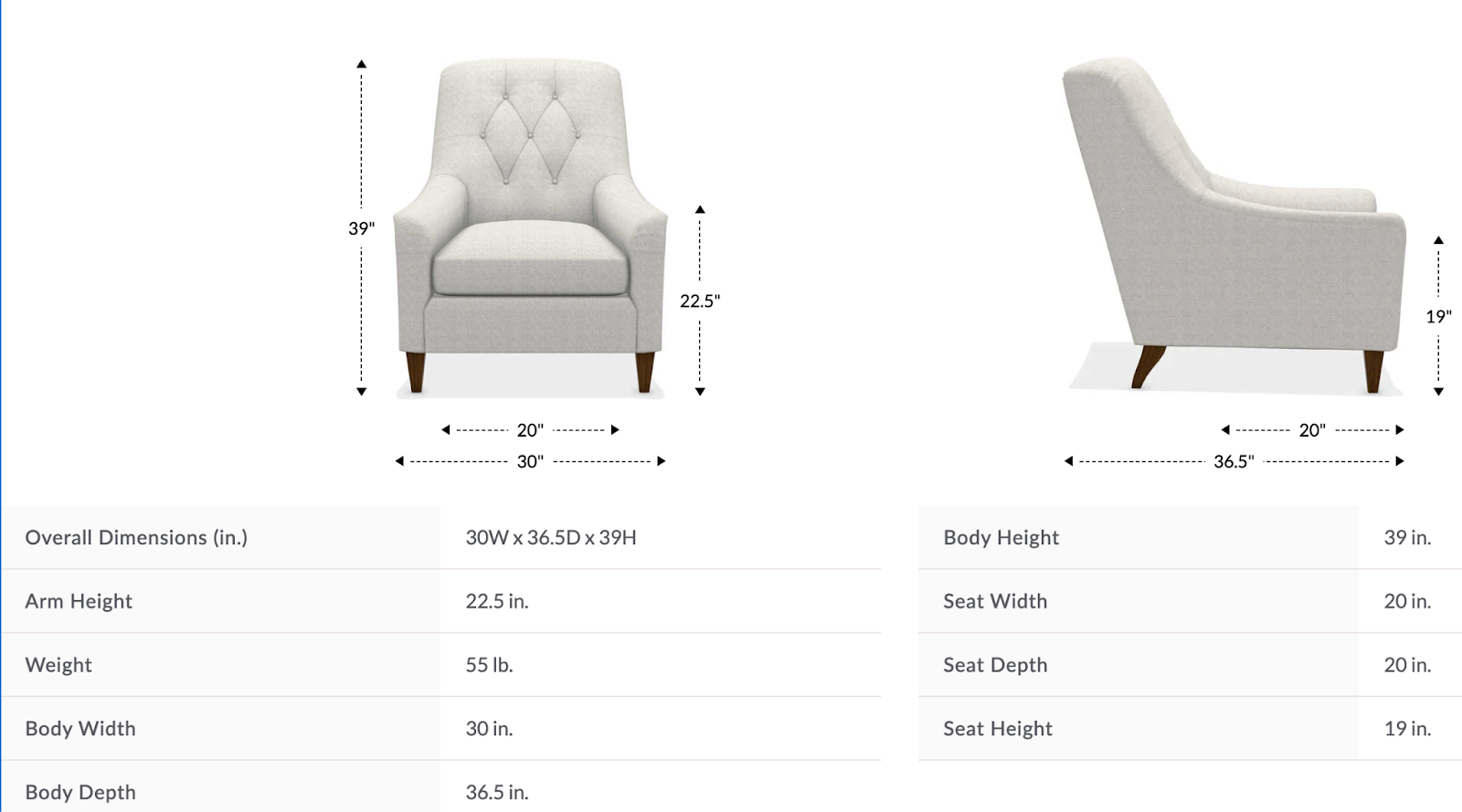 marietta chair size