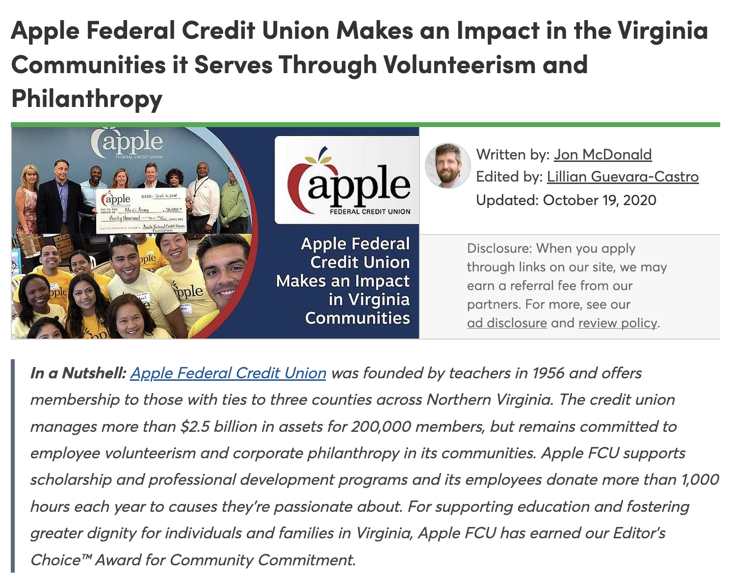 Apple Federal Credit Union in the Community