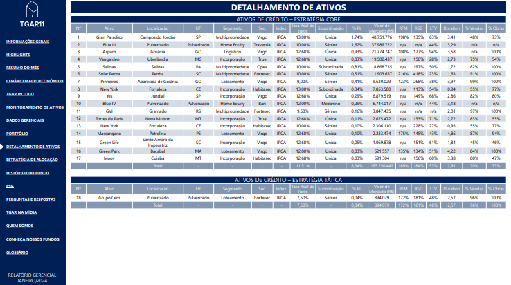 Relatório do fundo relatório gerencial detalhamento dos ativos