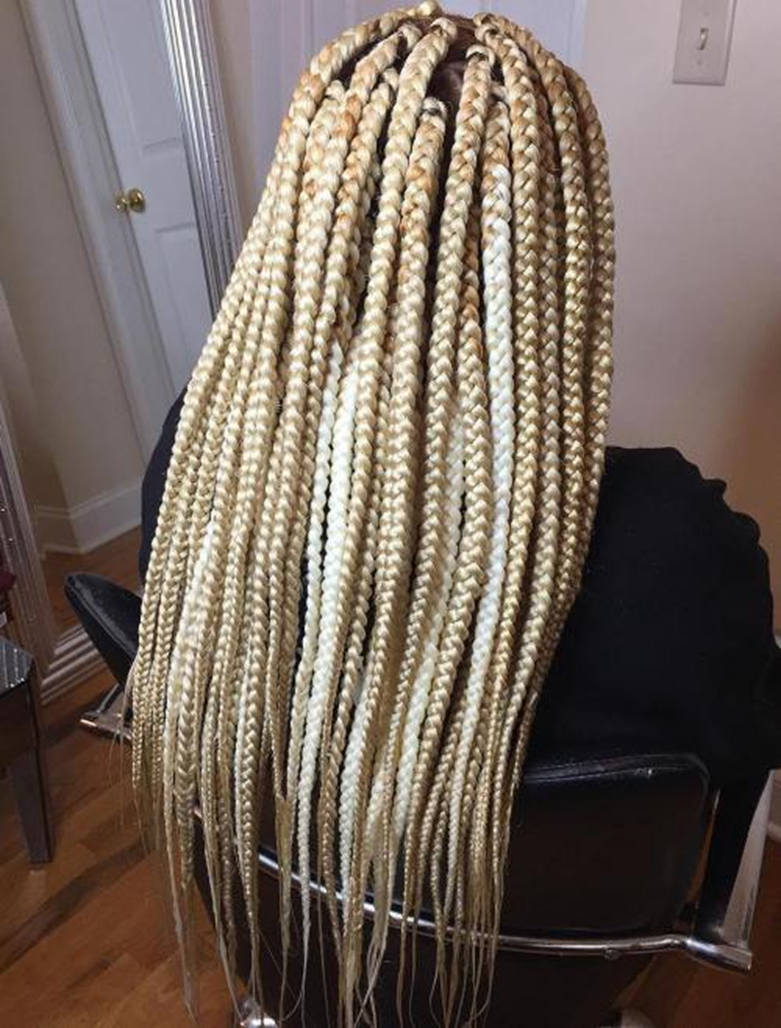 Thick Platinum Big Box Braids Hairstyle