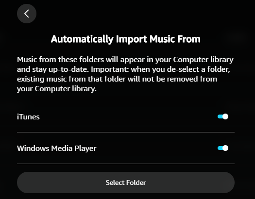 Amazon Music automatically import