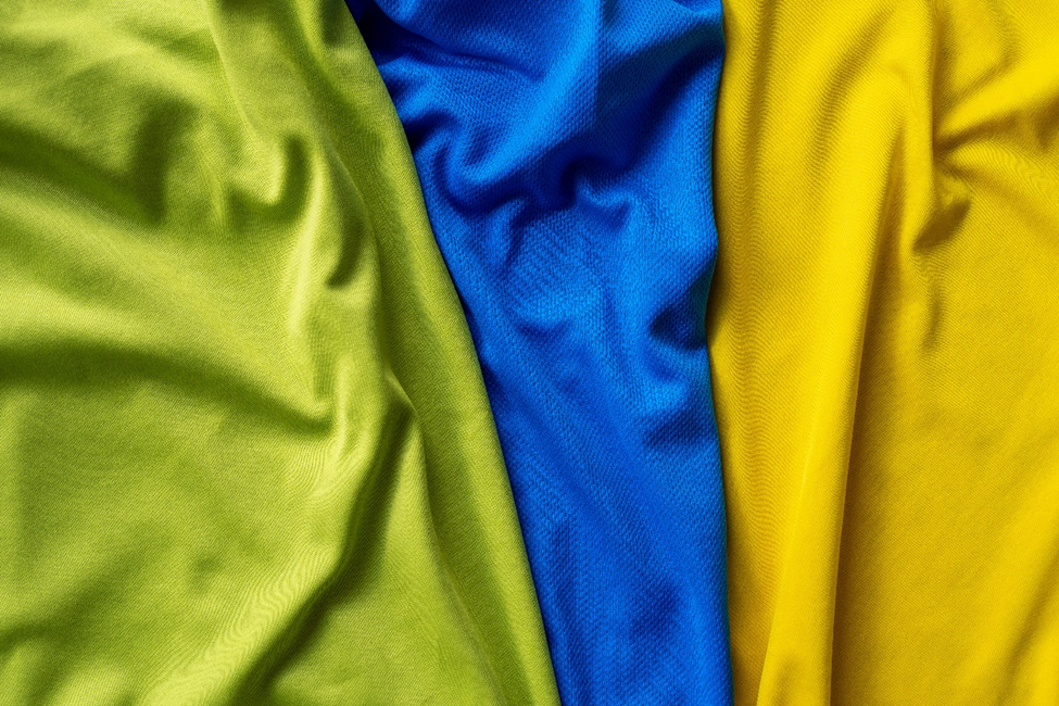 Hammock fabric in three colors, green, blue, yellow