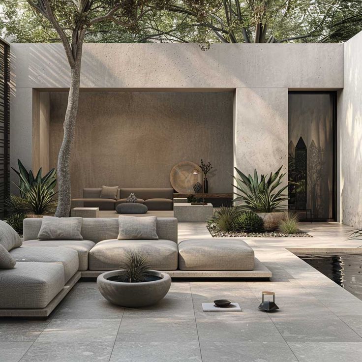 luxury outdoor living space with minimalist design