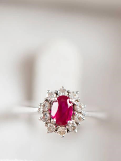 Ruby, Diamond Ring Close-up shot of a ruby, diamond ring. Diamond ring stock pictures, royalty-free photos & images