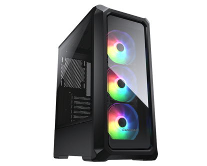 A black computer tower with colorful lights

Description automatically generated
