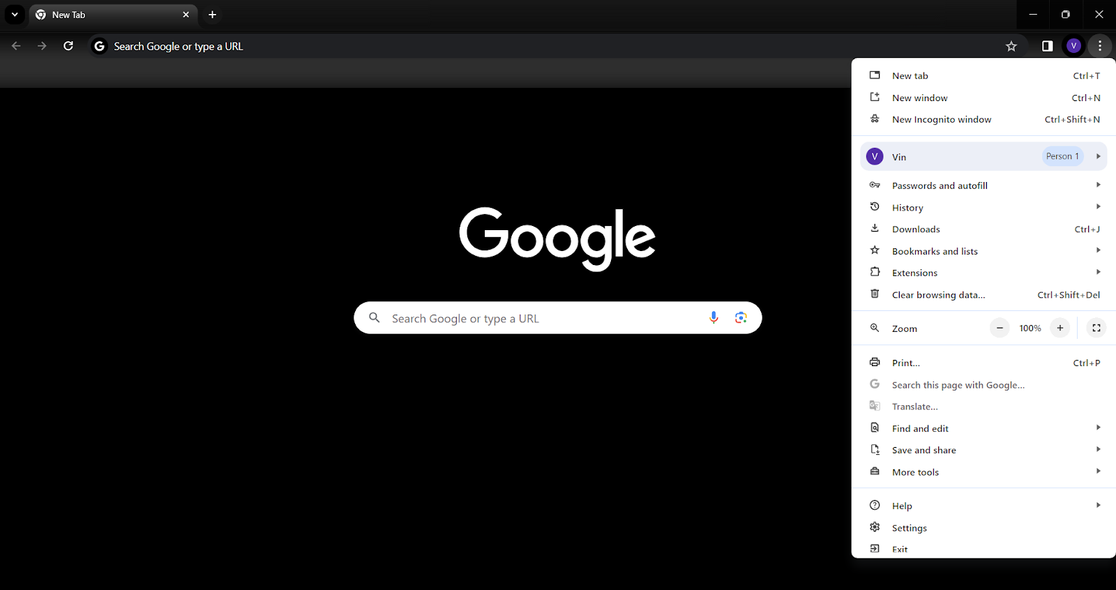 Chrome Browser menu