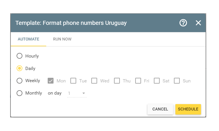 phone number formatting scheduled automation