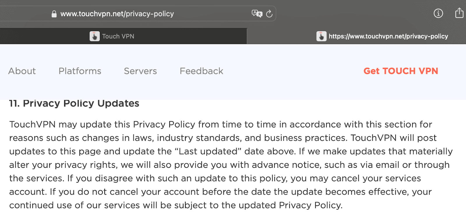 Policy changes