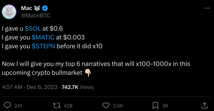 Crypto Expert Predicts The Next 1000x Narratives For The 2024 Bull Run