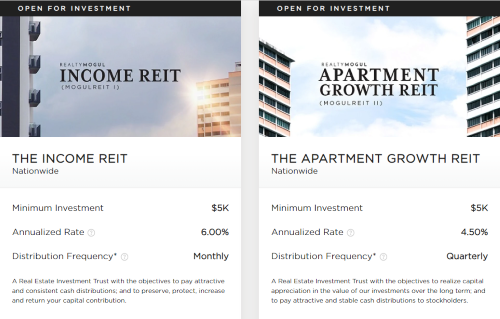 Realty Mogul offers two different REIT options. 