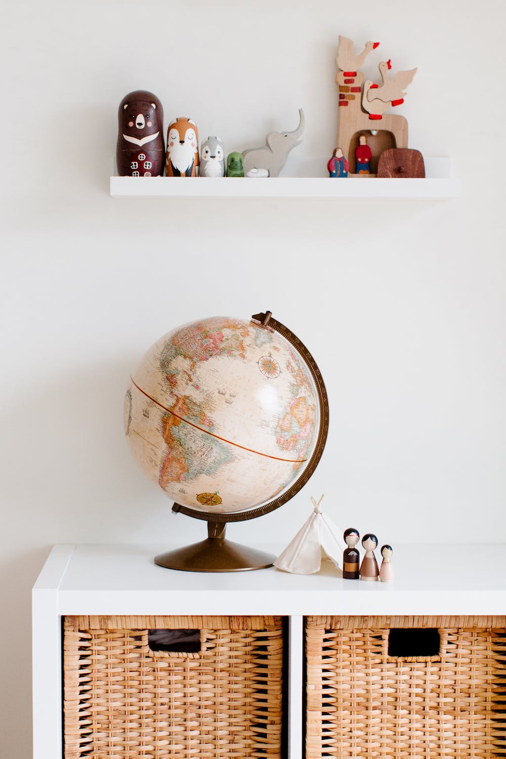 toys and globe in kids room