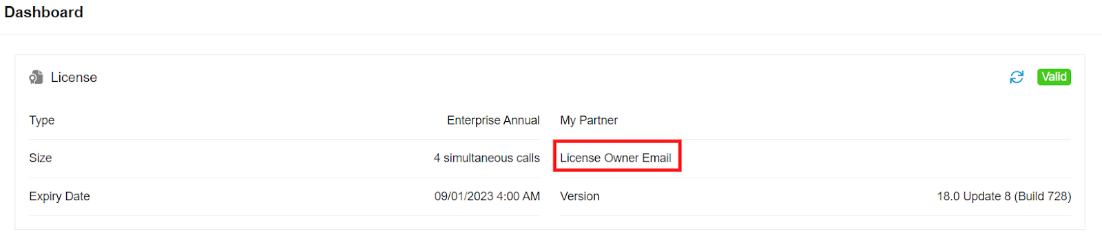 Atualização 8 do Web Client - E-mail do proprietário da licença