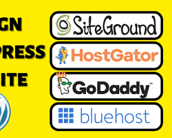 Image of Bluehost, SiteGround, HostGator logos