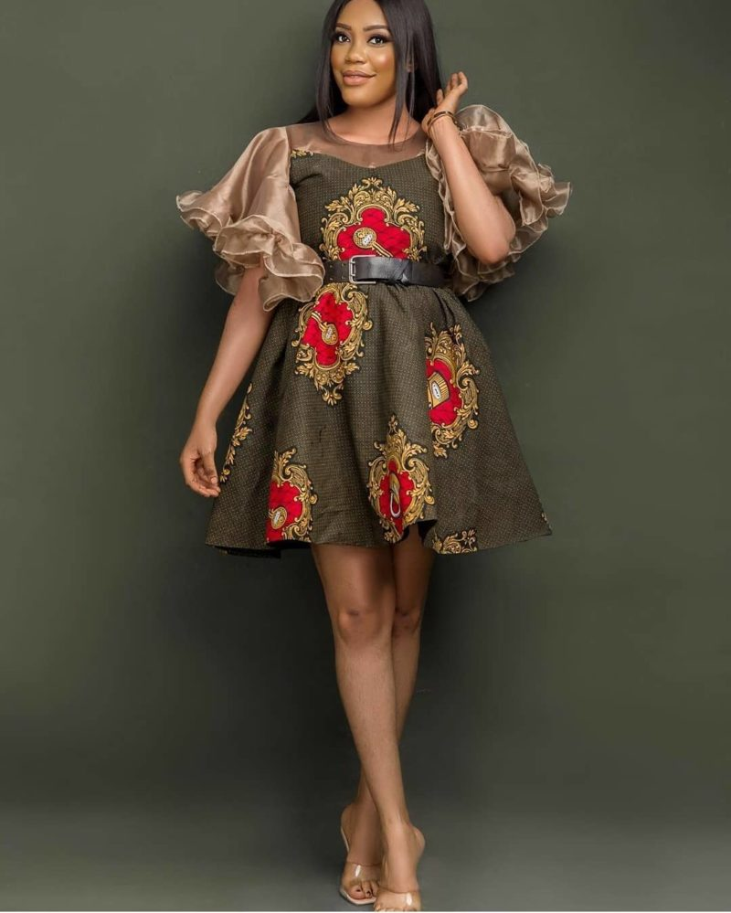 Gorgeous lady shows off her flared Ankara gown look