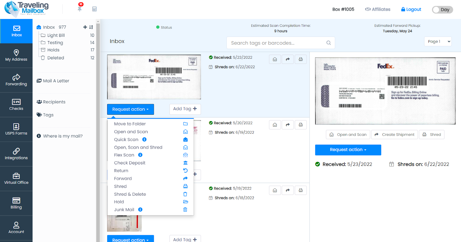 Mail Forwarding with Traveling Mailbox