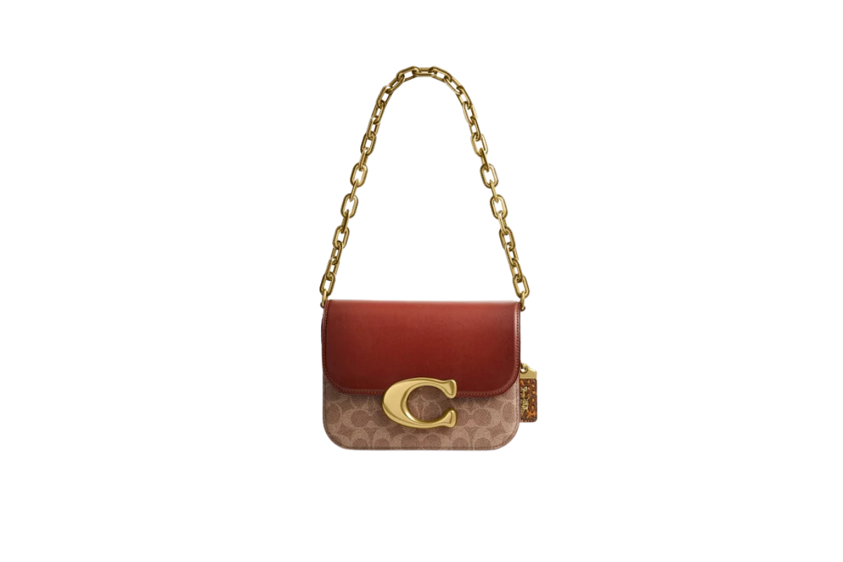 3.Coach Idol Bag in Signature Canvas with Snakeskin Detail 