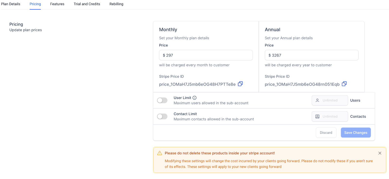 plan pricing