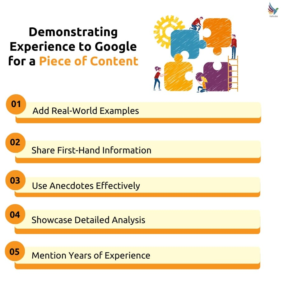 Demonstrating Experience to Google for a Piece of Content