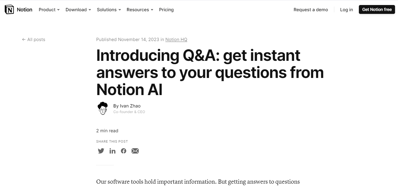 Notion AI Q&A