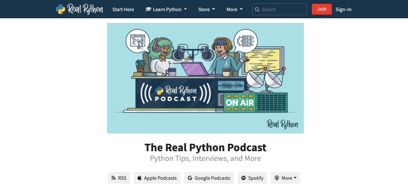 Podcast website screenshot