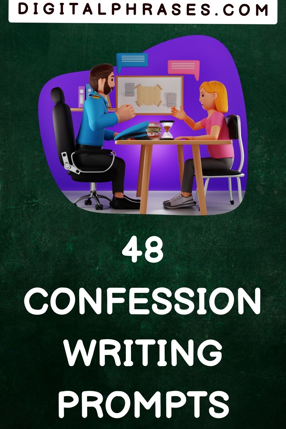 green background image with text - 48 confession writing prompts