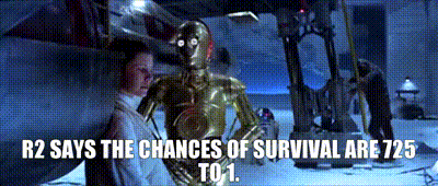 YARN | R2 says the chances of survival are 725 to 1. | Star Wars: Episode V  - The Empire Strikes Back (1980) | Video clips by quotes | d30b06f3 | 紗