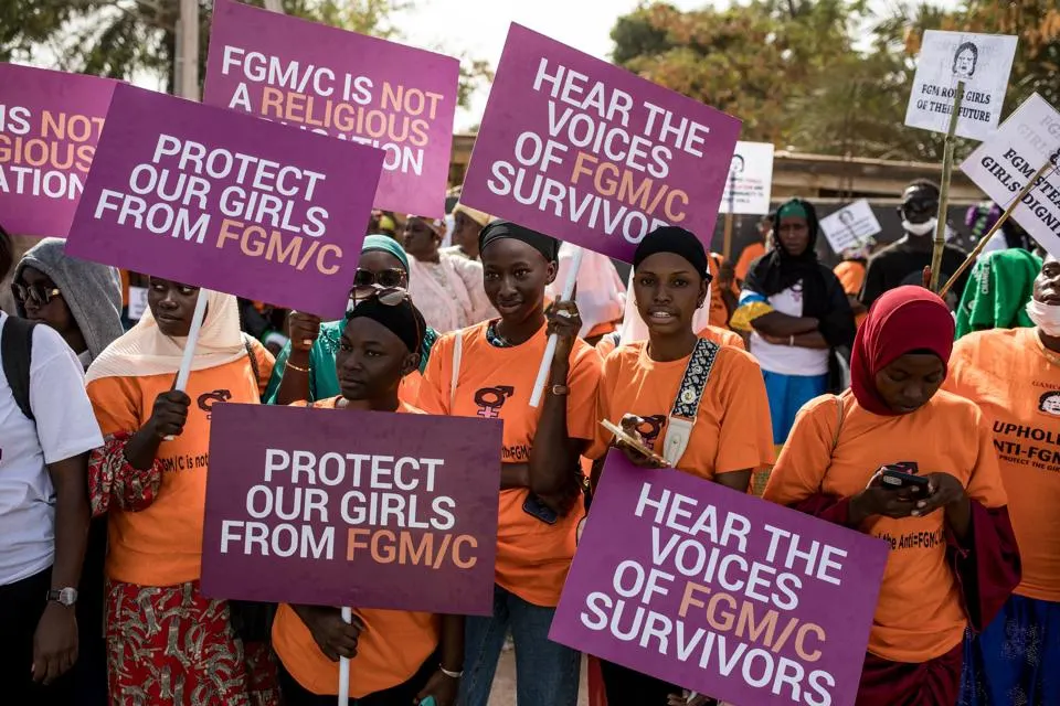Girls campaigning to protect the FGM ban in the Gambia.