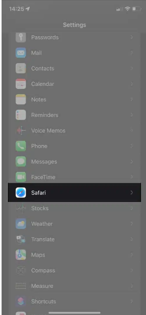 Open Settings and click on Safari.